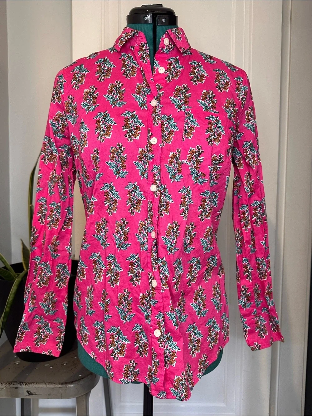 J. Crew Pink Floral Button-Down Shirt